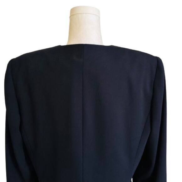 Le Suit Blazer Navy Blue Gold Buttons Cuffed Sleeve Career Jacket Size 12 - Picture 6 of 12